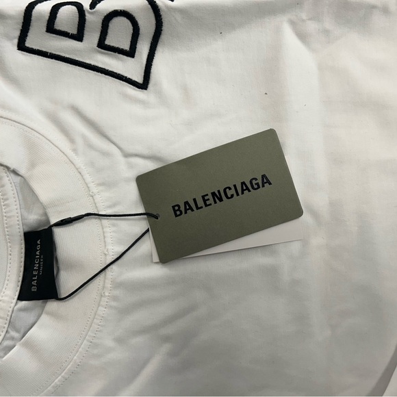 Balenciaga Oversized BB Logo Long Sleeve Shirt White/Black – Size L (Fits XXL) - Picture 11 of 15